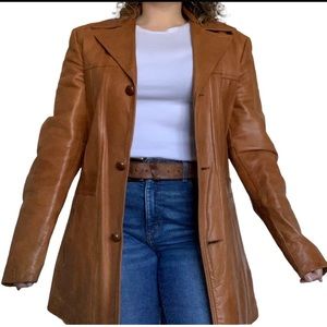 Sea Dream Vintage Trench Coat Genuine Leather Brown Jacket
